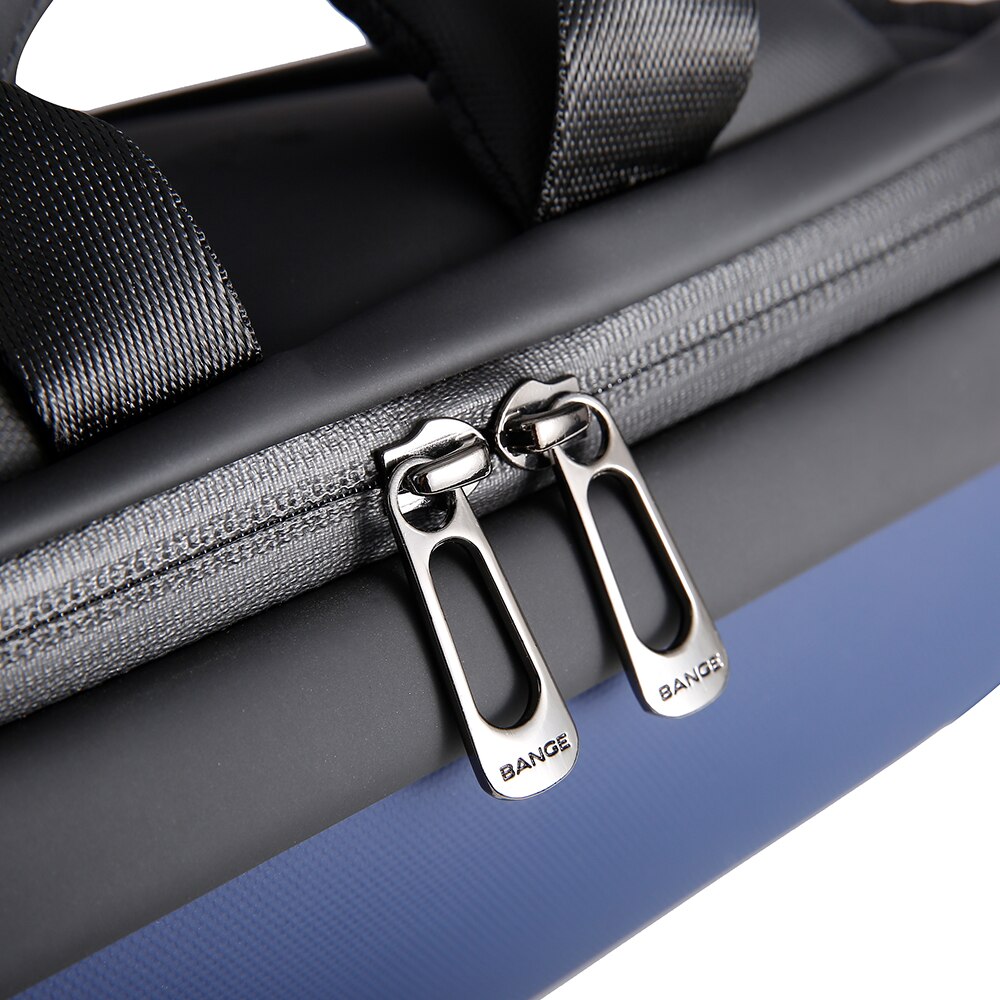Rucsac laptop 14 inch, rezistent la apa, sistem fixare pe valiza, buzunar antifurt, design minimalist BANGE, BG2809NY, Albastru