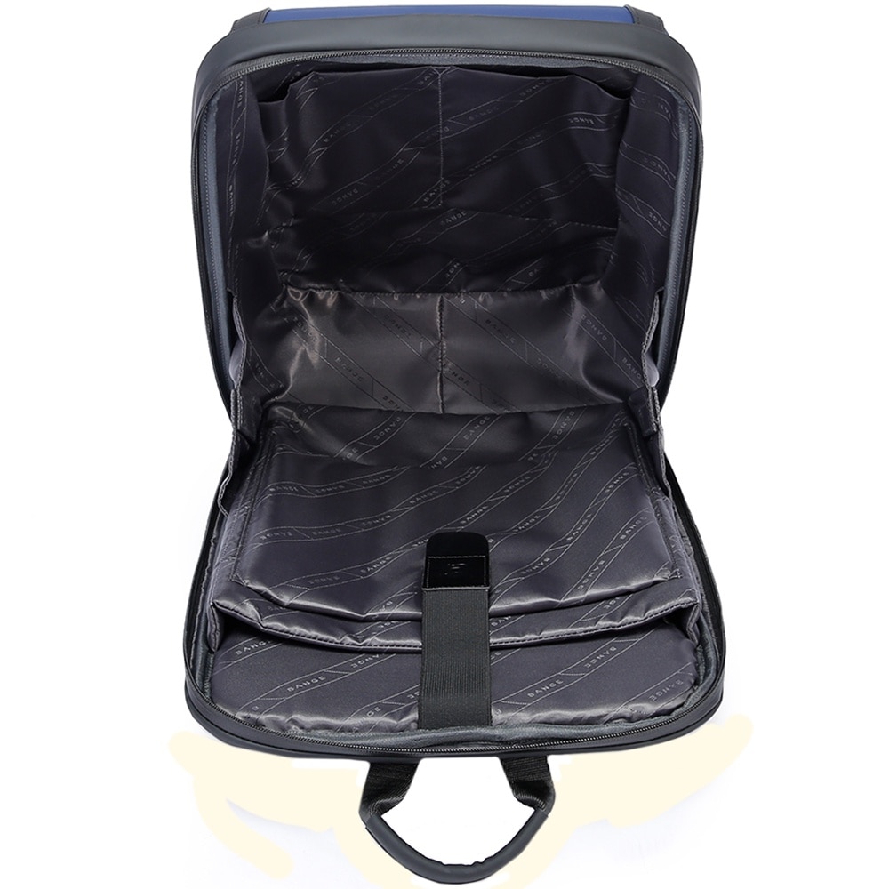 Rucsac laptop 14 inch, rezistent la apa, sistem fixare pe valiza, buzunar antifurt, design minimalist BANGE, BG2809NY, Albastru