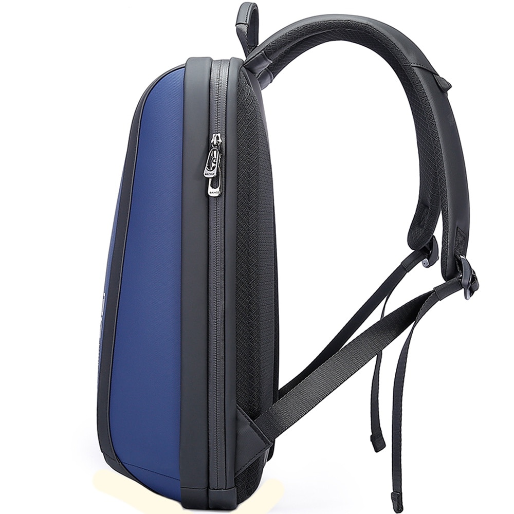 Rucsac laptop 14 inch, rezistent la apa, sistem fixare pe valiza, buzunar antifurt, design minimalist BANGE, BG2809NY, Albastru