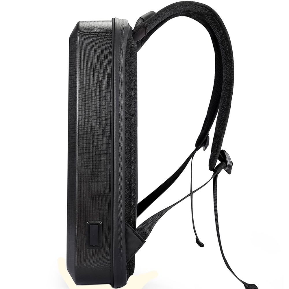 Rucsac laptop 15.6 inch, carcasa tare, resistent la apa, buzunar antifurt, port USB, si USB-C, lacat TSA, sistem fixare pe valiza, potrivit pentru calatorii BANGE, BG2839BK, Negru