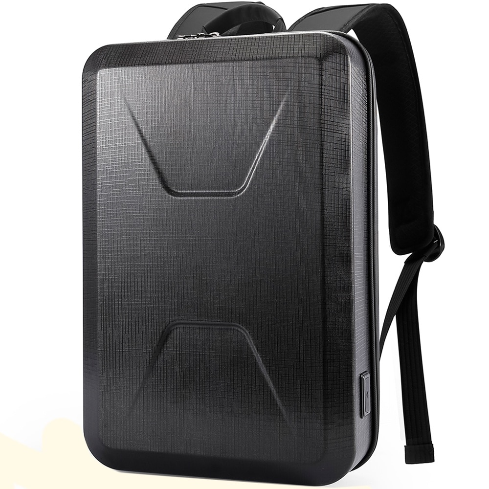 Rucsac laptop 15.6 inch, carcasa tare, resistent la apa, buzunar antifurt, port USB, si USB-C, lacat TSA, sistem fixare pe valiza, potrivit pentru calatorii BANGE, BG2839BK, Negru