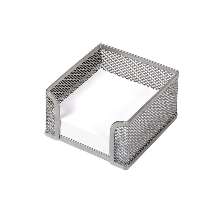 Suport pentru cub de hartie metalic mesh Forpus 30553 9.5x9.5 cm, silver