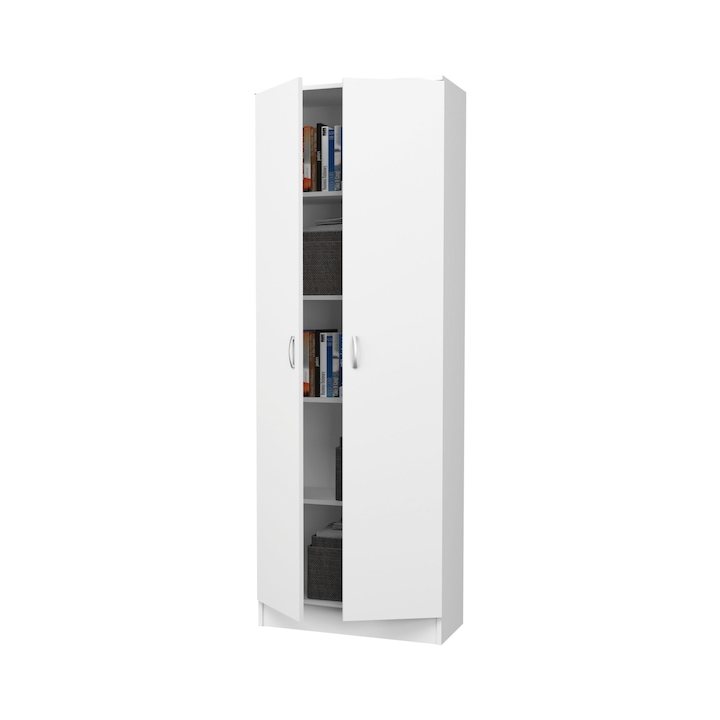 Biblioteca haaus Flint, 2 Usi, Alba, 70 x 32 x 200 cm
