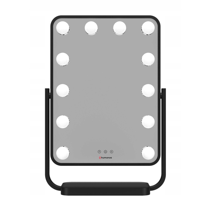 Sminktükör, LED, fekete