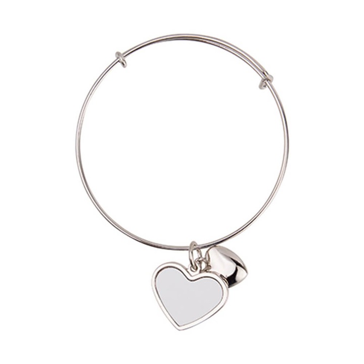 Szublimálható karkötő szív medállal, fém, Createur, ezüst, 7x7cm