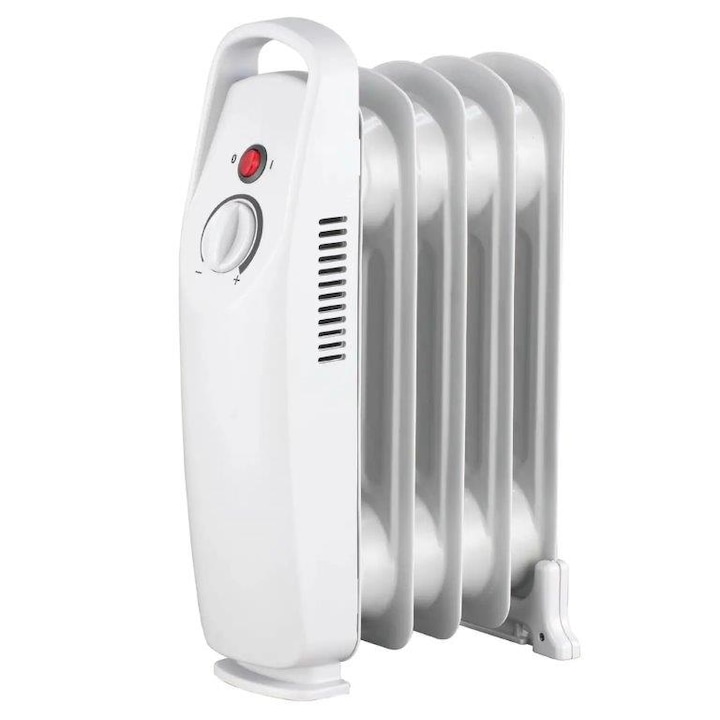 Mini radiator ulei 500w, 5 elementi, termostat ajustabil, alb