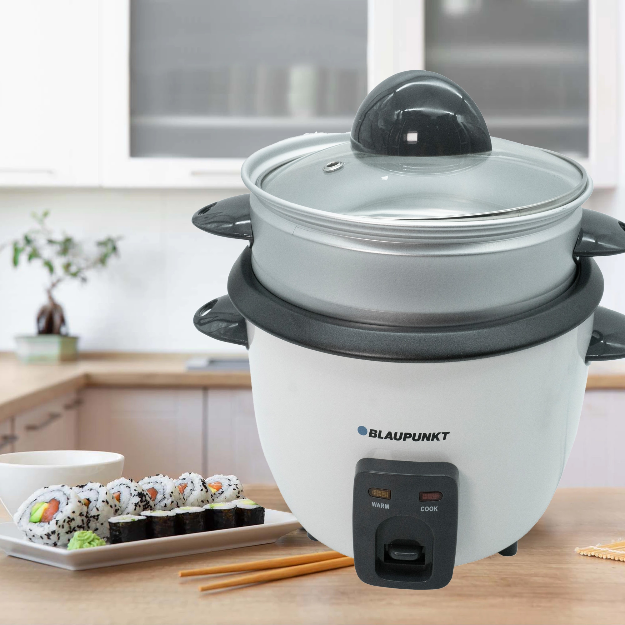 Oala de fiert orez Rice Cooker Blaupunkt, 400 W, 1 Litri, Capac din