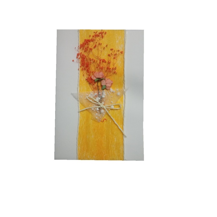 Felicitare cu floare naturala si plic A6 model 5