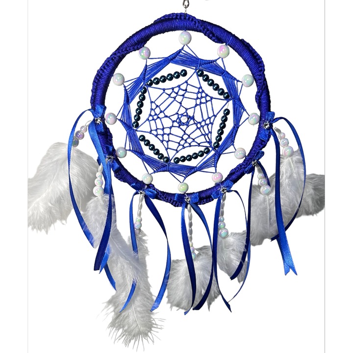 Accesoriu decorativ, Zen Art, Dreamcatcher, Albastru, 27 cm