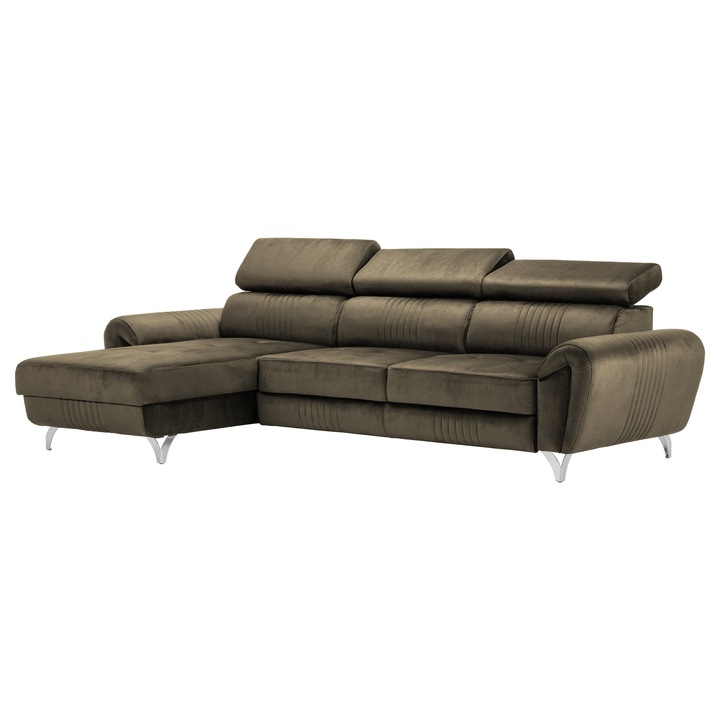 Canapea exclusiva BALTAZAR Corner maro deschis 280 x 175 x 95 cm
