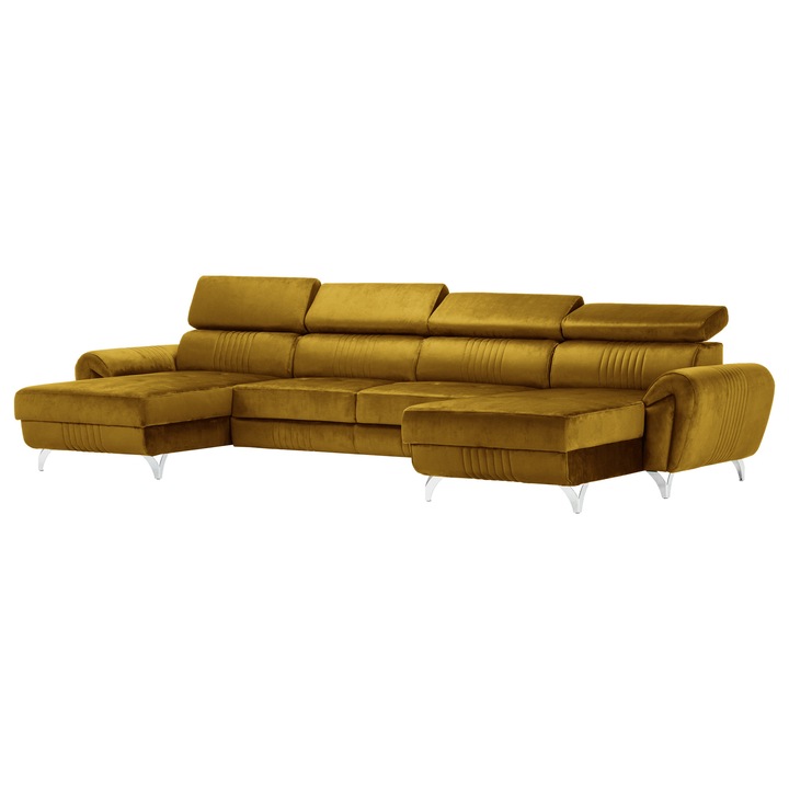 Canapea exclusiva BALTAZAR U Shape auriu 360 x 175 x 95 cm