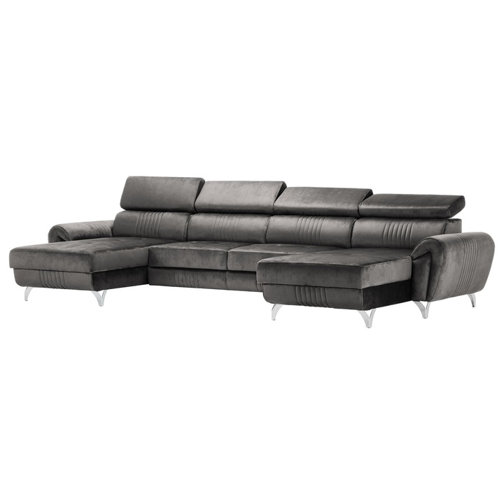 Canapea exclusiva BALTAZAR U Shape gri deschis 360 x 175 x 95 cm