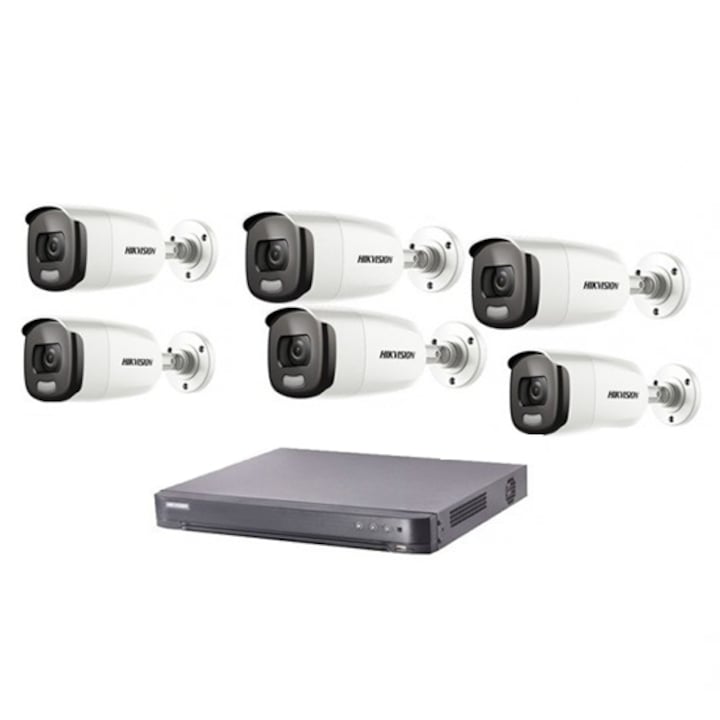 Sistem supraveghere 8 camere dome Zosi, 2MP alb 8CH DVR 5MP Lite