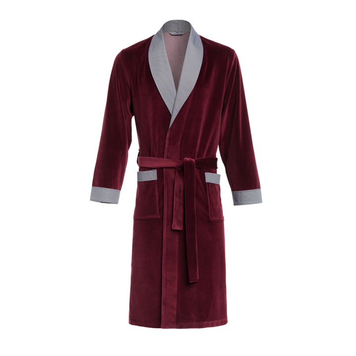 Halat de baie, Revise, Bumbac/Catifea, Pentru barbati, Visiniu, Masura 4XL