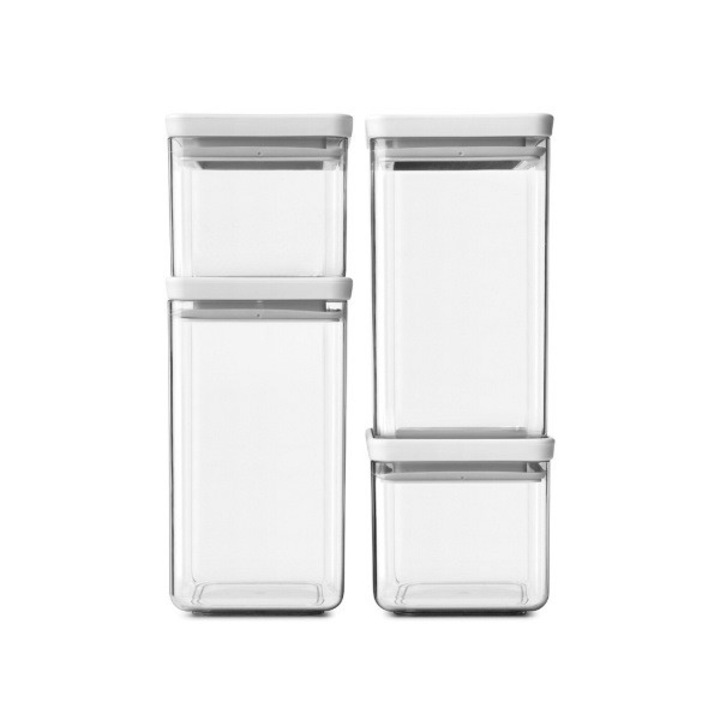Set borcane Brabantia Tasty+ 4 bucati (2x0,7L si 2x1,6L), Gri deschis 1001159