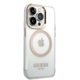 Husa telefon Guess pentru iPhone 14 Pro, Transparent MagSafe, Plastic, Auriu