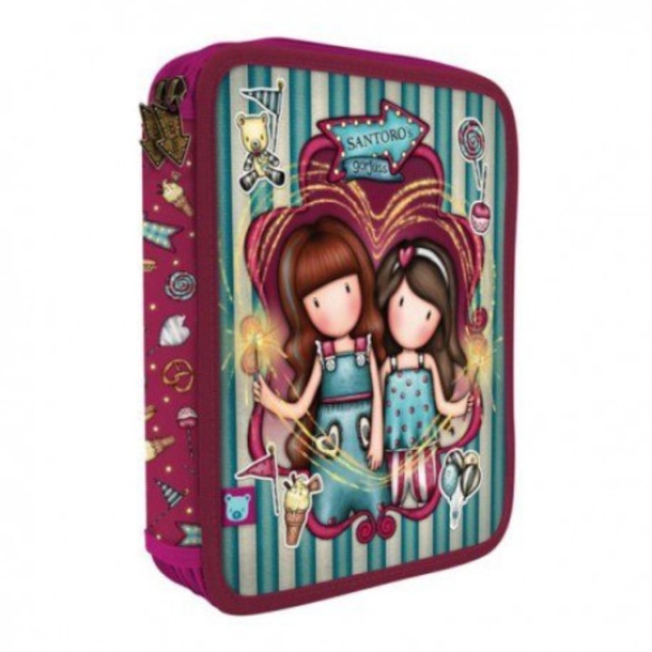 Penar echipat Gorjuss, Santoro London, Cu 2 compartimente, Model - Fireworks, 23.5 cm x 19 cm x 4 cm, Multicolor