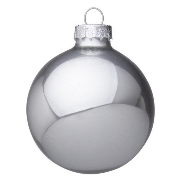 Set 36 globuri sticla argintie 6 cm