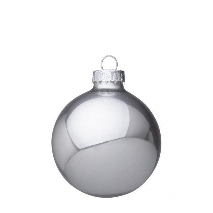 Комплект 36 сребристи стъклени глобуса, 6см