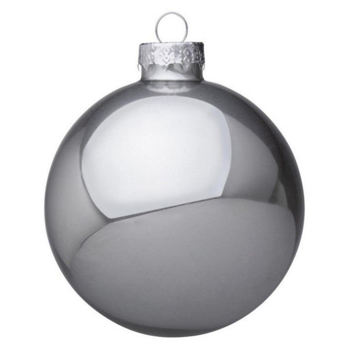 Set 24 globuri sticla argintie 8 cm