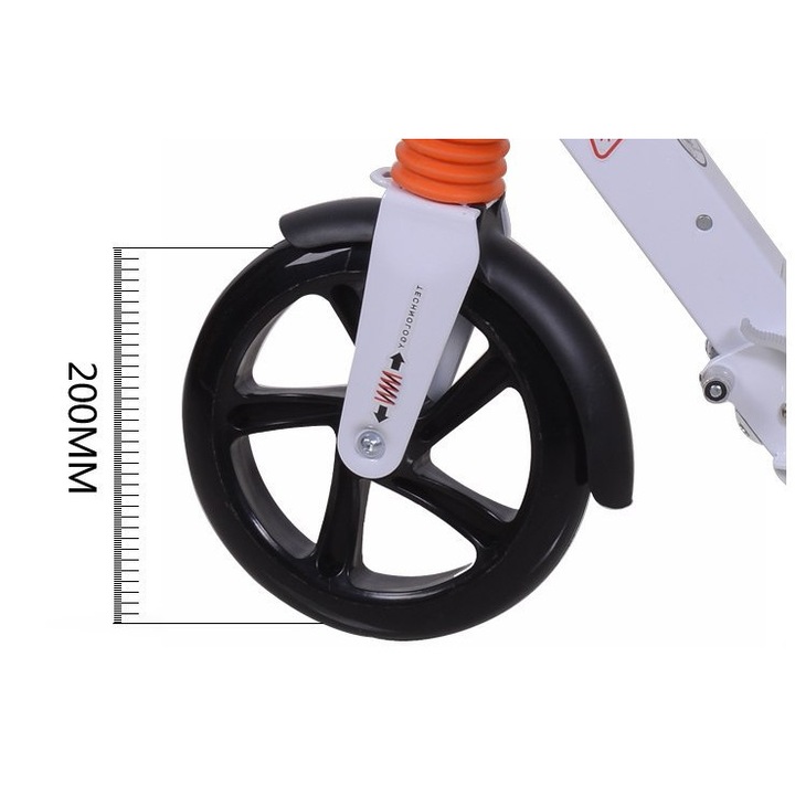Trotineta pliabila de oras Ailo Gimme, Roti 200 mm, Latime platforma 140 mm, Amortizor spate/fata, Alb