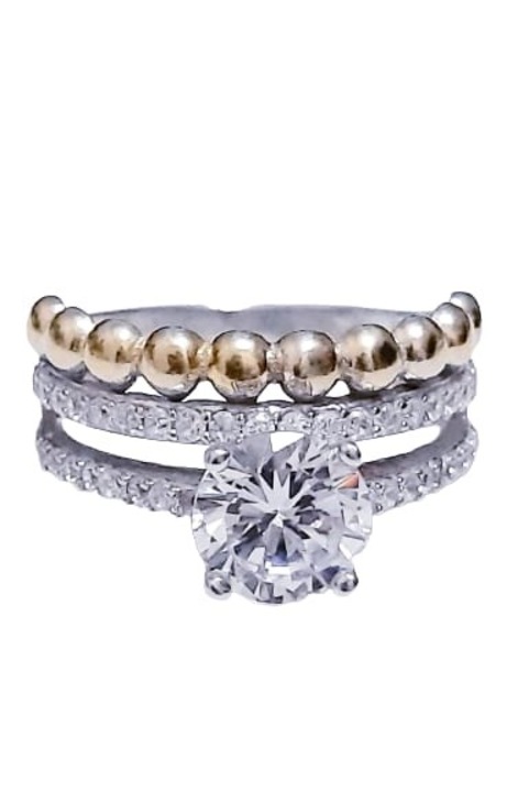 Inel din argint 925, zirconiu, 19mm, partial placat cu aur