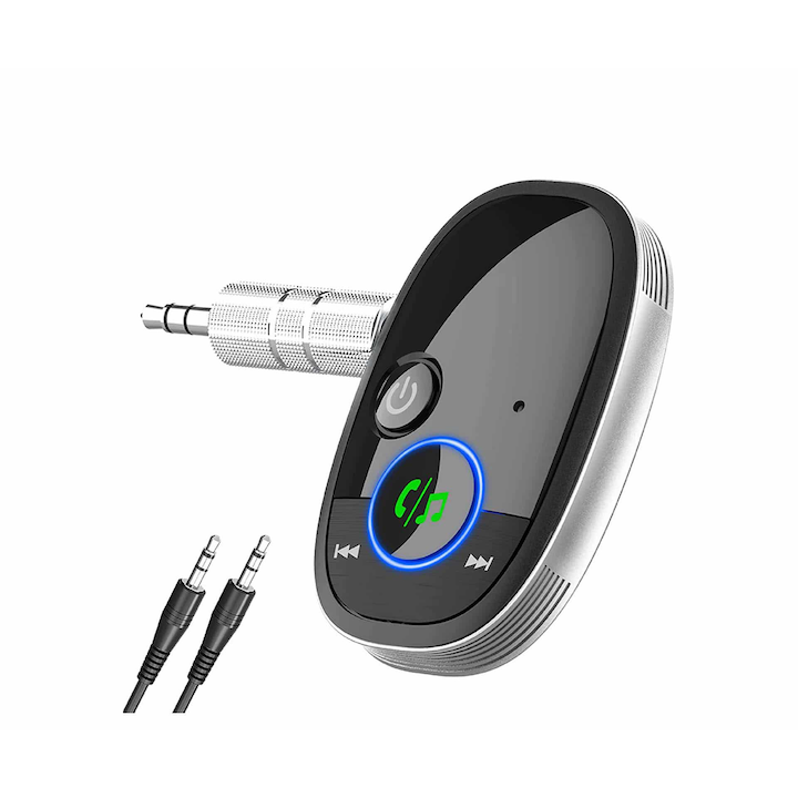 Adaptor Bluetooth 5.0 Nimox® - Receiver Audio, AUX 3.5 mm, Modulator FM, Handsfree, Asistent Vocal, MP3, Negru