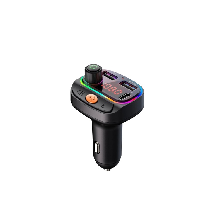 Autóskészlet, FM modulátor, Mp3 lejátszó, 2 x USB, 1 x Type C, gyorstöltés