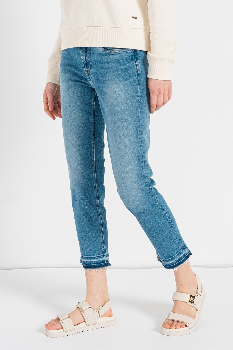 Pepe Jeans London, Дънки Jolie над глезена с ниска талия, Светлосин, 31 ...