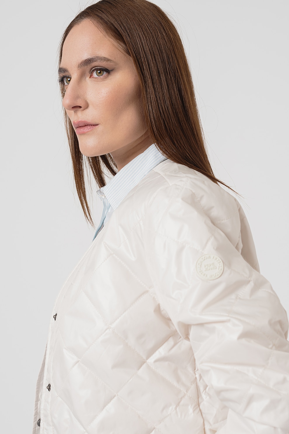 Pepe Jeans London, Капитонирано яке с капси, Мръснобял, S - eMAG.bg