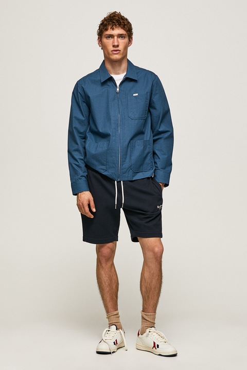 Pepe Jeans London, Pantaloni scurti sport cu snur, Bleumarin