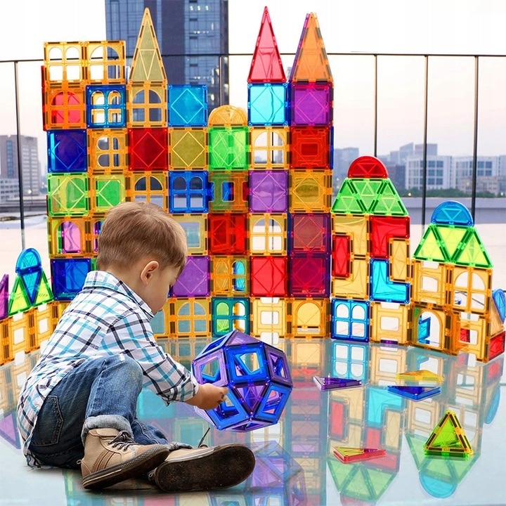 Set joc bloc magnetic, educational, multicolor, 56 buc - eMAG.ro