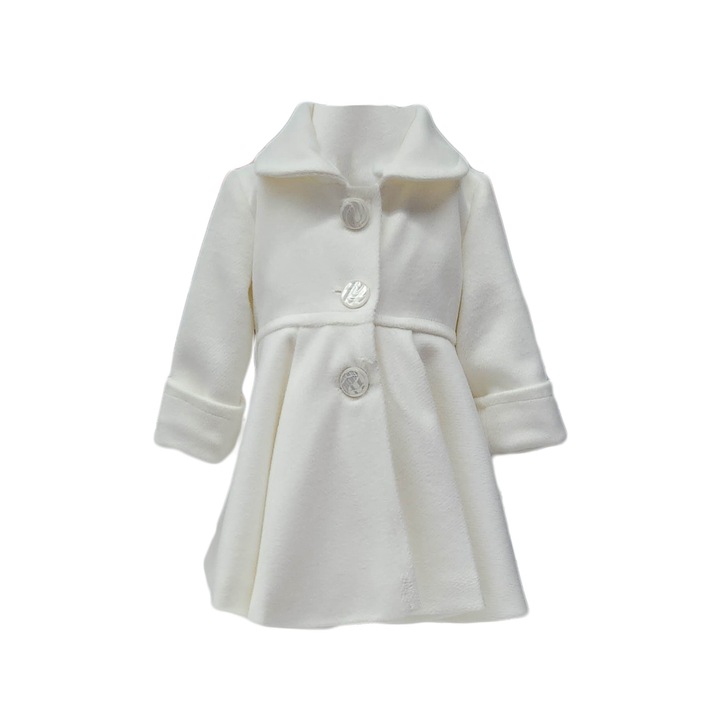 Palton model Basic Trendy culoare ivoire, pentru fete, marime 80 cm, varsta 12 luni