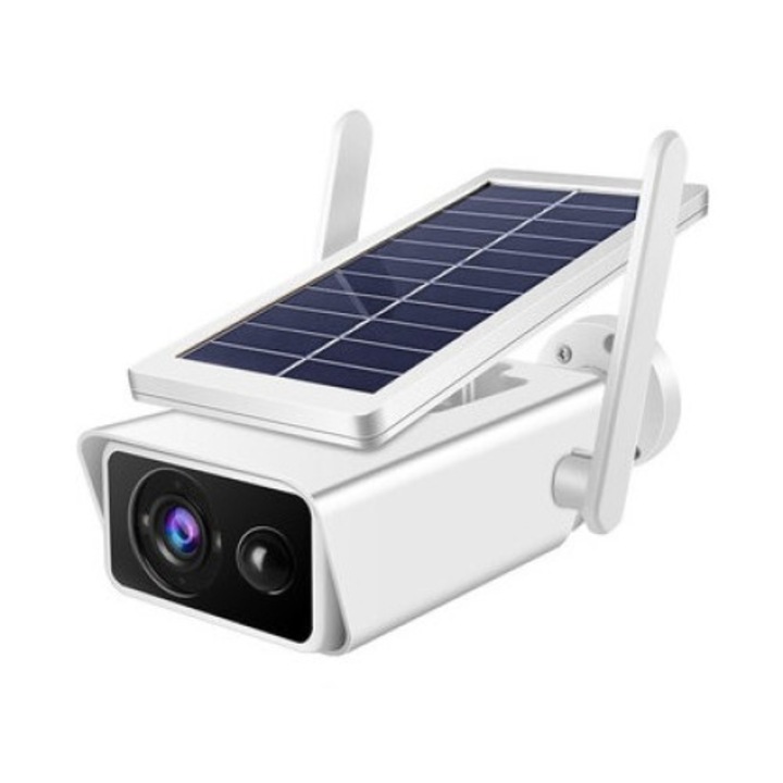Camera solara, Exterior, Full HD, 2MP, Impermeabila, Difuzor incorporat, Alb/Negru