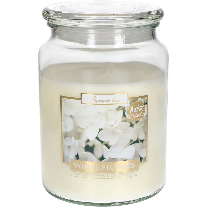 Ароматна свещ Kotarbau, Цветен аромат, Височина 14 см, 1060 г, Бял