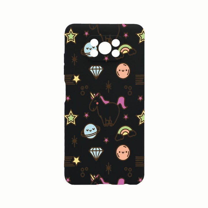 Husa Silicon, Compatibila Cu Xiaomi Poco X3 / Poco X3 (NFC), Unicorn - universe, Rezistenta la uzura, Protectie Camera, Negru c-B 526