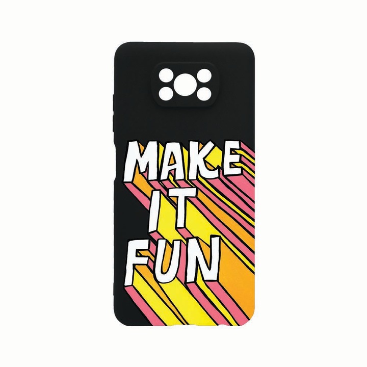 Husa Silicon, Compatibila Cu Xiaomi Poco X3 Pro, Make It Fun, Rezistenta la uzura, Protectie Camera, Negru c-B 494
