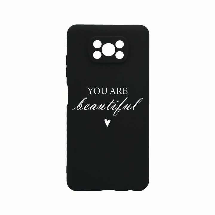 Силиконов калъф Unique за Xiaomi Poco X3 Pro, You Are Beautiful, защита на камерата, Black c-B 477