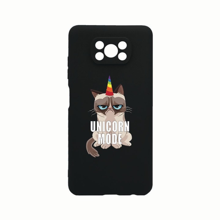 Силиконов калъф Unique за Xiaomi Poco X3 Pro, Grumpy Unicorn Mode, защита на камерата, Black c-B 654
