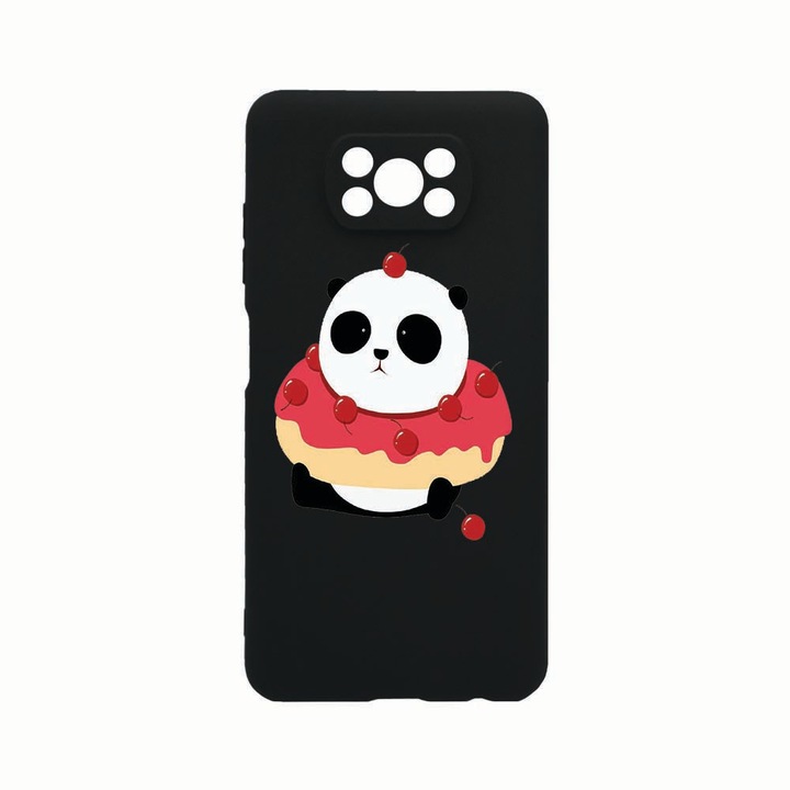 Husa Silicon, Compatibila Cu Xiaomi Poco X3 / Poco X3 (NFC), Sweet Panda, Rezistenta la uzura, Protectie Camera, Negru c-B 585