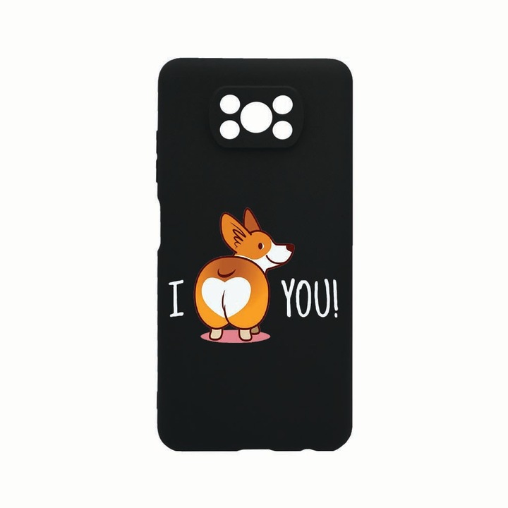 Szilikon telefontok, Xiaomi Poco X3 / Poco X3 (NFC), Sweet doggy Emoji, Kamera védő, Fekete c-B 593