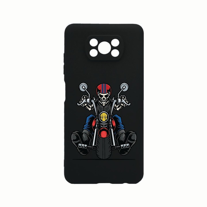 Силиконов калъф Unique за Xiaomi Poco X3 Pro, Biker, защита на камерата, Black c-B 822