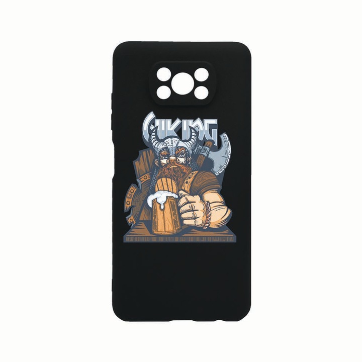 Husa Silicon, Compatibila cu Xiaomi Poco X3 / Poco X3 (NFC), Viking, Rezistenta la uzura, Protectie Camera, Negru c-B 809