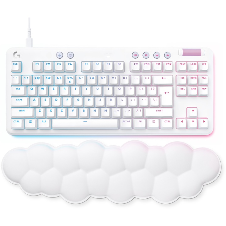 Kлавиатура Gaming Logitech G713, Механична, RGB осветление, US INT'L Layout, Бял