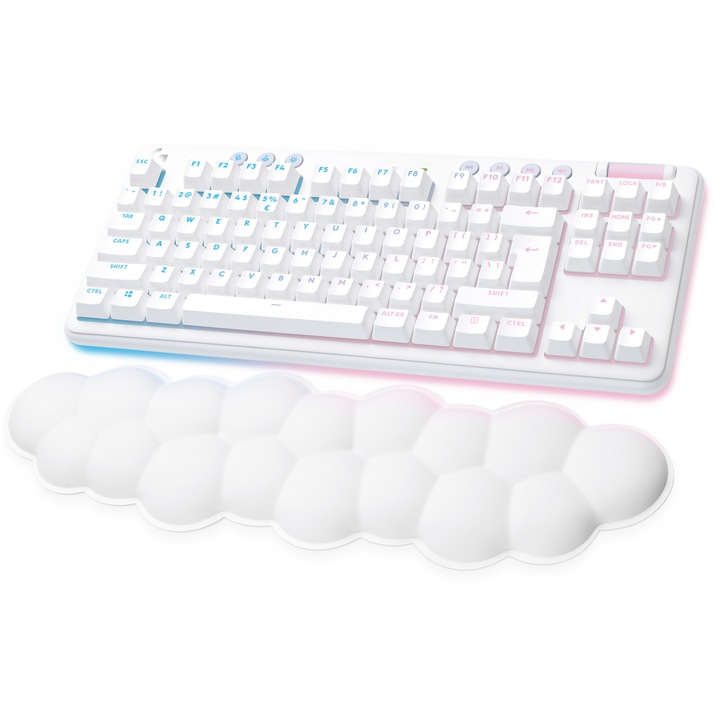 Logitech G715 Mechanikus vezeték nélküli gaming billentyűzet, RGB, US kiosztás, GX piros kapcsoló, Fehér