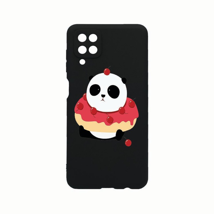 Husa Silicon, Compatibila Cu Samsung Galaxy A12, Sweet Panda, Rezistenta la uzura, Protectie Camera, Negru c-B 585