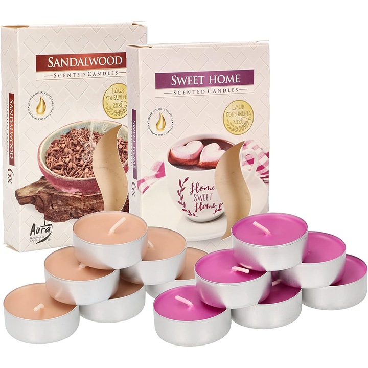 Комплект ароматизирани свещи Kotarbau, Бежов/Розов 12, броя