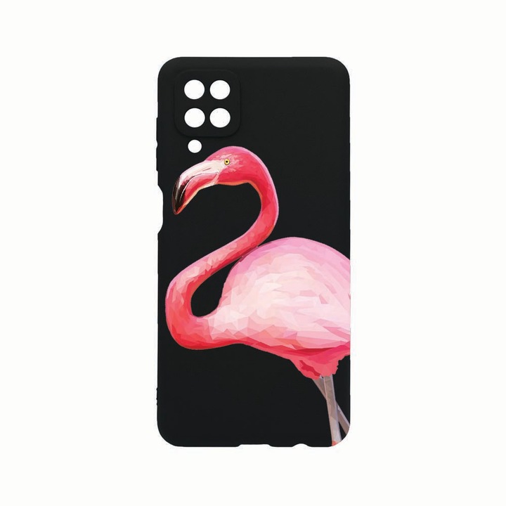 Husa Silicon, Compatibila Cu Samsung Galaxy A12, Flamingo, Rezistenta la uzura, Protectie Camera, Negru c-B 55