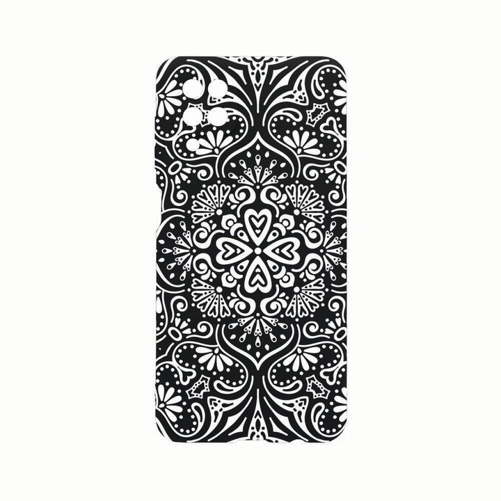 Husa Silicon, Compatibila Cu Samsung Galaxy A12, Mandala, Rezistenta la uzura, Protectie Camera, Negru c-B 75