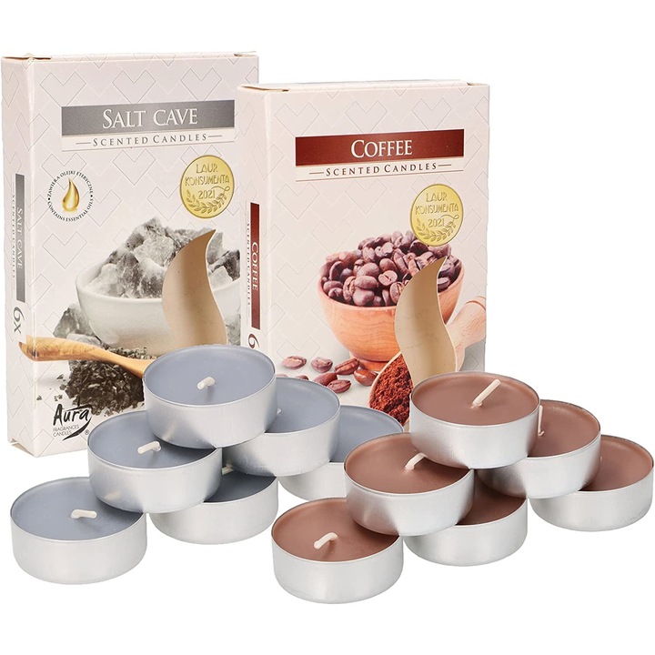 Комплект ароматизирани свещи Kotarbau, Сив/Кафяв, 12 броя
